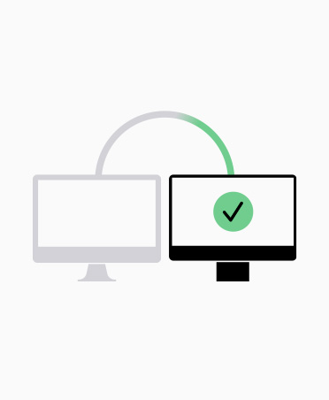 Simple illustration demonstrating the transfer of data from an old iMac to a new one