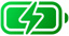 Charged battery icon in green showing quicker charging ability in iPad mini